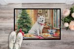 Japanese Spitz Christmas Cookies Doormat Front Door Mat Indoor Outdoor Rugs for Entryway, Non Slip Washable Low Pile, 24H X 36W