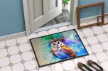 Hippie Animal Barn Owl Doormat Front Door Mat Indoor Outdoor Rugs for Entryway, Non Slip Washable Low Pile, 24H X 36W