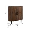 Contemporary 2-Door Mixed-Material Corner Accent Cabinet - Dark Walnut