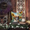 Saint Bernard in Sunflowers Throw Pillow Machine Washable, Indoor Outdoor Decorative Pillow for Couch, Bed or Patio, 14Hx14W