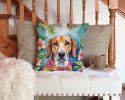American Foxhound Luau Throw Pillow Machine Washable, Indoor Outdoor Decorative Pillow for Couch, Bed or Patio, 14Hx14W