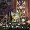 Maltipoo in Sunflowers Throw Pillow Machine Washable, Indoor Outdoor Decorative Pillow for Couch, Bed or Patio, 14Hx14W