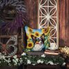 Papillon in Sunflowers Throw Pillow Machine Washable, Indoor Outdoor Decorative Pillow for Couch, Bed or Patio, 14Hx14W