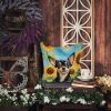 Chihuahua in Sunflowers Throw Pillow Machine Washable, Indoor Outdoor Decorative Pillow for Couch, Bed or Patio, 14Hx14W