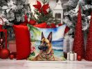 Belgian Malinois Luau Throw Pillow Machine Washable, Indoor Outdoor Decorative Pillow for Couch, Bed or Patio, 14Hx14W