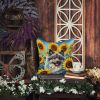 Keeshond in Sunflowers Throw Pillow Machine Washable, Indoor Outdoor Decorative Pillow for Couch, Bed or Patio, 14Hx14W