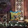 Mastiff in Sunflowers Throw Pillow Machine Washable, Indoor Outdoor Decorative Pillow for Couch, Bed or Patio, 14Hx14W
