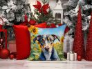 Catahoula in Sunflowers Throw Pillow Machine Washable, Indoor Outdoor Decorative Pillow for Couch, Bed or Patio, 14Hx14W