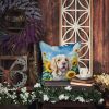 Clumber Spaniel in Sunflowers Throw Pillow Machine Washable, Indoor Outdoor Decorative Pillow for Couch, Bed or Patio, 14Hx14W