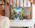 Dalmatian in Sunflowers Throw Pillow Machine Washable, Indoor Outdoor Decorative Pillow for Couch, Bed or Patio, 14Hx14W