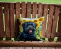 Puli in Sunflowers Throw Pillow Machine Washable, Indoor Outdoor Decorative Pillow for Couch, Bed or Patio, 14Hx14W