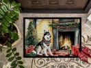 Siberian Husky Cozy Christmas Doormat Front Door Mat Indoor Outdoor Rugs for Entryway, Non Slip Washable Low Pile, 24H X 36W