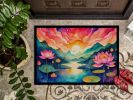 Lotus in Color Doormat Front Door Mat Indoor Outdoor Rugs for Entryway, Non Slip Washable Low Pile, 24H X 36W