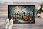 Graveyard Spooky Halloween Doormat Front Door Mat Indoor Outdoor Rugs for Entryway, Non Slip Washable Low Pile, 24H X 36W