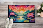 Lotus in Color Doormat Front Door Mat Indoor Outdoor Rugs for Entryway, Non Slip Washable Low Pile, 24H X 36W