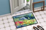 Massachusetts Mayflowers in Watercolor Doormat Front Door Mat Indoor Outdoor Rugs for Entryway, Non Slip Washable Low Pile, 24H X 36W