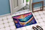 Annual Larkspur in Color Doormat Front Door Mat Indoor Outdoor Rugs for Entryway, Non Slip Washable Low Pile, 24H X 36W