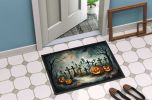 Graveyard Spooky Halloween Doormat Front Door Mat Indoor Outdoor Rugs for Entryway, Non Slip Washable Low Pile, 24H X 36W