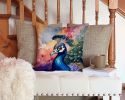 Peacock Throw Pillow Machine Washable, Indoor Outdoor Decorative Pillow for Couch, Bed or Patio, 14Hx14W