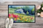Massachusetts Mayflowers in Watercolor Doormat Front Door Mat Indoor Outdoor Rugs for Entryway, Non Slip Washable Low Pile, 24H X 36W