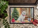 Japanese Spitz Christmas Cookies Doormat Front Door Mat Indoor Outdoor Rugs for Entryway, Non Slip Washable Low Pile, 24H X 36W