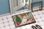 Japanese Spitz Christmas Cookies Doormat Front Door Mat Indoor Outdoor Rugs for Entryway, Non Slip Washable Low Pile, 24H X 36W