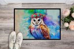 Hippie Animal Barn Owl Doormat Front Door Mat Indoor Outdoor Rugs for Entryway, Non Slip Washable Low Pile, 24H X 36W