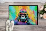 Hippie Animal Gorilla Doormat Front Door Mat Indoor Outdoor Rugs for Entryway, Non Slip Washable Low Pile, 24H X 36W