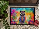 Hippie Animal Raccoon Doormat Front Door Mat Indoor Outdoor Rugs for Entryway, Non Slip Washable Low Pile, 24H X 36W