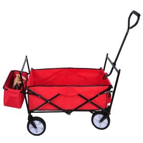 Garden Shopping Beach Cart Folding Wagon (Color: Red)