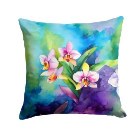 Orchids in Watercolor Throw Pillow Machine Washable, Indoor Outdoor Decorative Pillow for Couch, Bed or Patio, 18Hx18W (Default: Default)