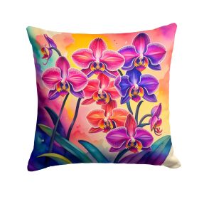 Colorful Orchids Throw Pillow Machine Washable, Indoor Outdoor Decorative Pillow for Couch, Bed or Patio, 18Hx18W (Default: Default)