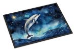 Dolphin in a Starry Sea Doormat Front Door Mat Indoor Outdoor Rugs for Entryway, Non Slip Washable Low Pile, 24H X 36W