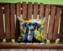 Great Dane in Sunflowers Throw Pillow Machine Washable, Indoor Outdoor Decorative Pillow for Couch, Bed or Patio, 14Hx14W
