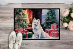 Japanese Spitz Cozy Christmas Doormat Front Door Mat Indoor Outdoor Rugs for Entryway, Non Slip Washable Low Pile, 24H X 36W