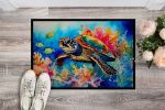 Loggerhead Sea Turtle Doormat Front Door Mat Indoor Outdoor Rugs for Entryway, Non Slip Washable Low Pile, 24H X 36W