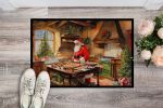 Cookies with Santa Claus Father Christmas Doormat Front Door Mat Indoor Outdoor Rugs for Entryway, Non Slip Washable Low Pile, 24H X 36W