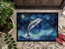 Dolphin in a Starry Sea Doormat Front Door Mat Indoor Outdoor Rugs for Entryway, Non Slip Washable Low Pile, 24H X 36W