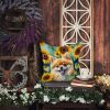 Pomeranian in Sunflowers Throw Pillow Machine Washable, Indoor Outdoor Decorative Pillow for Couch, Bed or Patio, 14Hx14W