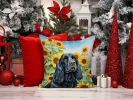 Cocker Spaniel in Sunflowers Throw Pillow Machine Washable, Indoor Outdoor Decorative Pillow for Couch, Bed or Patio, 14Hx14W