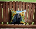Cocker Spaniel in Sunflowers Throw Pillow Machine Washable, Indoor Outdoor Decorative Pillow for Couch, Bed or Patio, 14Hx14W