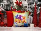 Orchids in Watercolor Throw Pillow Machine Washable, Indoor Outdoor Decorative Pillow for Couch, Bed or Patio, 14Hx14W
