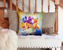 Orchids in Watercolor Throw Pillow Machine Washable, Indoor Outdoor Decorative Pillow for Couch, Bed or Patio, 14Hx14W