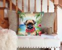 Brussels Griffon Luau Throw Pillow Machine Washable, Indoor Outdoor Decorative Pillow for Couch, Bed or Patio, 14Hx14W