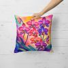 Colorful Orchids Throw Pillow Machine Washable, Indoor Outdoor Decorative Pillow for Couch, Bed or Patio, 18Hx18W