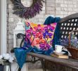 Colorful Orchids Throw Pillow Machine Washable, Indoor Outdoor Decorative Pillow for Couch, Bed or Patio, 18Hx18W