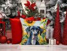 Great Dane in Sunflowers Throw Pillow Machine Washable, Indoor Outdoor Decorative Pillow for Couch, Bed or Patio, 14Hx14W