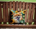 Pomeranian in Sunflowers Throw Pillow Machine Washable, Indoor Outdoor Decorative Pillow for Couch, Bed or Patio, 14Hx14W