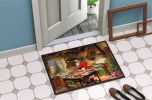 Cookies with Santa Claus Father Christmas Doormat Front Door Mat Indoor Outdoor Rugs for Entryway, Non Slip Washable Low Pile, 24H X 36W